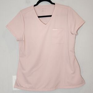 JAANUU 3-pocket V-Neck Pink Scrub Top women's size Large.